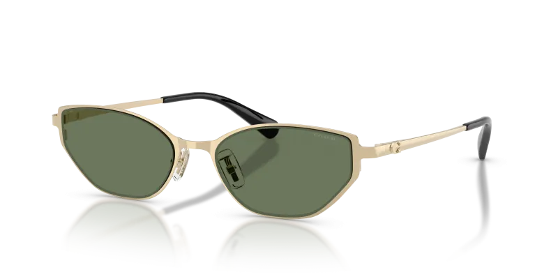 แว่นกันแดด Coach HC7196D-942982 Shiny Light Gold Green Solid แว่นกันแดด Coach HC7196D-942982 เลนส์สีเขียวสด มุมสามส่วนสี่