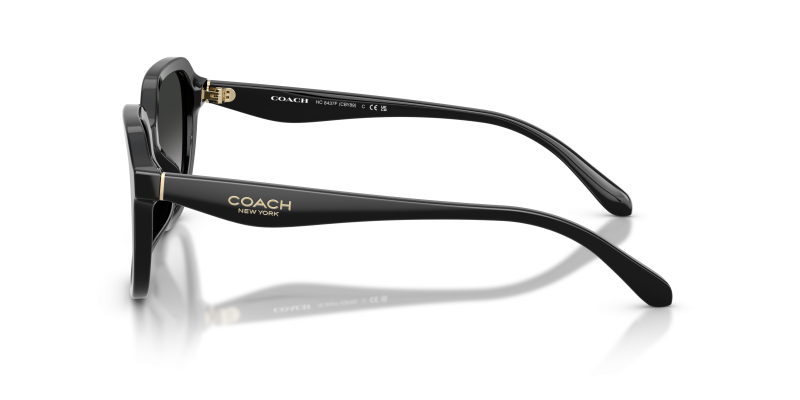 แว่นกันแดด Coach HC8437F-50023C 50023C มุมข้าง กรอบอะซิเตทดำทรงสี่เหลี่ยมจัตุรัส สไตล์ MODERN HERITAGE