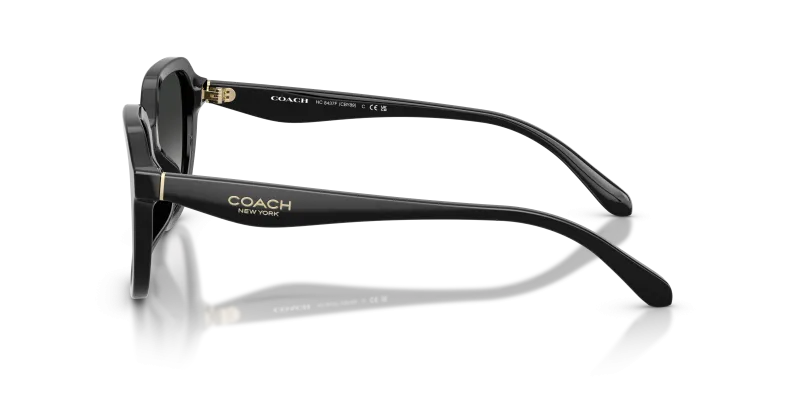 แว่นกันแดด Coach HC8437F-50023C 50023C มุมข้าง กรอบอะซิเตทดำทรงสี่เหลี่ยมจัตุรัส สไตล์ MODERN HERITAGE