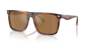 Coach HC8440U 5906/O แว่นกันแดดลาย Striated Caramel เลนส์ปรอทน้ำตาล สำหรับผู้ชาย