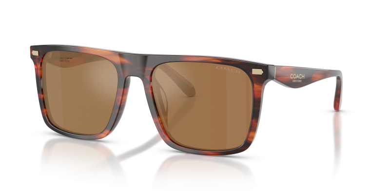 Coach HC8440U 5906/O แว่นกันแดดลาย Striated Caramel เลนส์ปรอทน้ำตาล สำหรับผู้ชาย