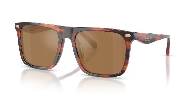 Coach HC8440U 5906/O แว่นกันแดดลาย Striated Caramel เลนส์ปรอทน้ำตาล สำหรับผู้ชาย