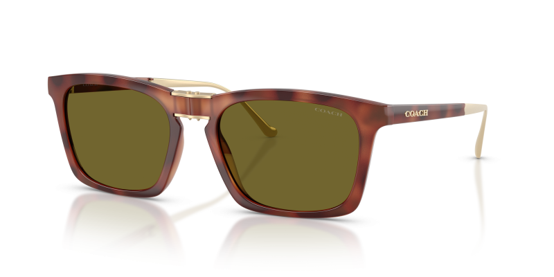 Coach HC8455 5774/2 แว่นกันแดดลายกระสีคาราเมล เลนส์เขียวสด สำหรับผู้ชาย