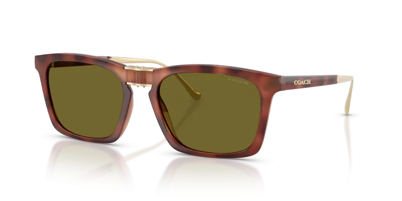 แว่นกันแดด Coach HC8455 5774/2 Caramel Tortoise Solid Green Coach HC8455 5774/2 แว่นกันแดดลายกระสีคาราเมล เลนส์เขียวสด สำหรับผู้ชาย