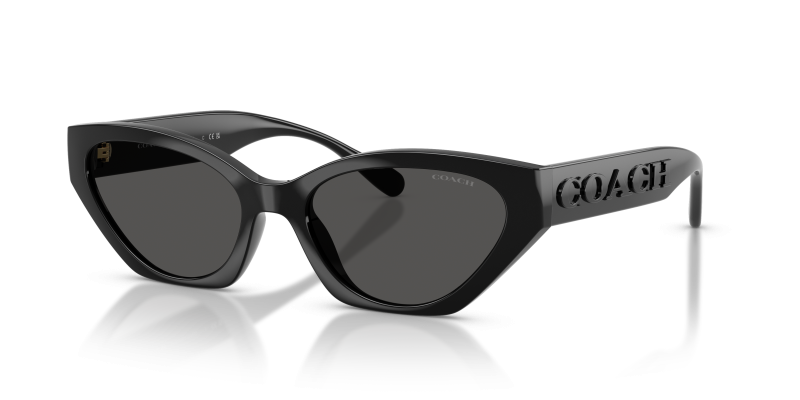แว่นกันแดด Coach HC8459U-500287 Black Grey Solid แว่นกันแดด Coach HC8459U-500287 มุมเฉียง สีดำ สำหรับผู้หญิง