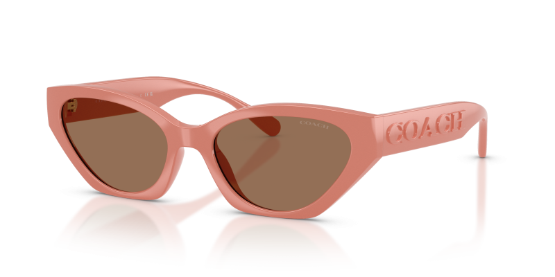 แว่นกันแดด Coach HC8459U-595573 Coral Brown Solid แว่นกันแดด Coach HC8459U-595573 มุมเฉียง สีปะการัง สำหรับผู้หญิง