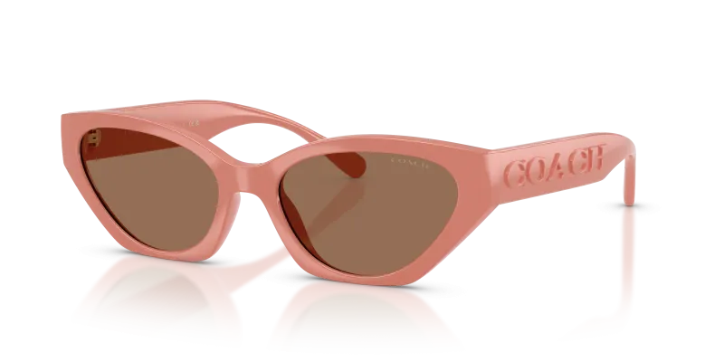 แว่นกันแดด Coach HC8459U-595573 Coral Brown Solid แว่นกันแดด Coach HC8459U-595573 มุมเฉียง สีปะการัง สำหรับผู้หญิง