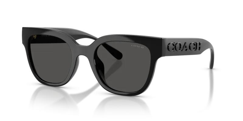 แว่นกันแดด Coach HC8460U-500287 Black Grey Solid แว่นกันแดด Coach HC8460U-500287 มุมเฉียง สีดำ สำหรับผู้หญิง