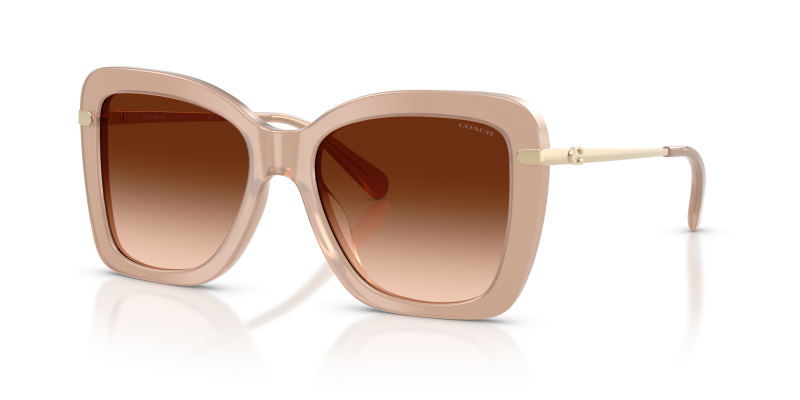 แว่นกันแดด Coach HC8461U-598074 Milky Light Brown Brown Gradient แว่นกันแดด Coach HC8461U-598074 เลนส์ไล่ระดับสีน้ำตาล มุมสามส่วนสี่