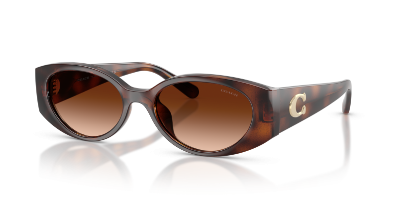 แว่นกันแดด Coach HC8462U-512074 Dark Tortoise Brown Gradient แว่นกันแดด Coach HC8462U-512074 มุมเฉียง สีลายเต่าเข้ม สำหรับผู้หญิง