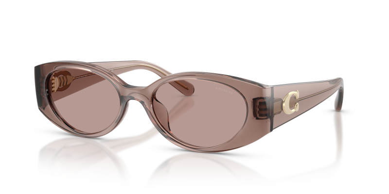 แว่นกันแดด Coach HC8462U-59627N Transparent Mauve Light Purple Solid แว่นกันแดด Coach HC8462U-59627N มุมเฉียง สีม่วงซีดโปร่งใส สำหรับผู้หญิง