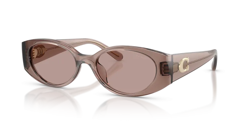 แว่นกันแดด Coach HC8462U-59627N Transparent Mauve Light Purple Solid แว่นกันแดด Coach HC8462U-59627N มุมเฉียง สีม่วงซีดโปร่งใส สำหรับผู้หญิง