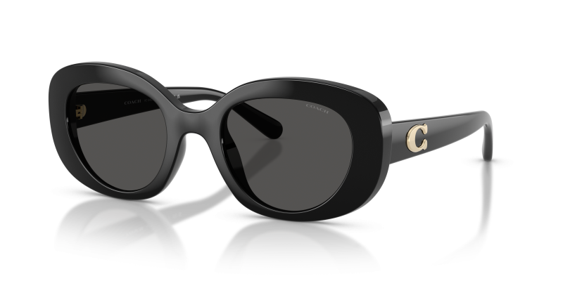 แว่นกันแดด Coach HC8463U-500287 Black Grey Solid แว่นกันแดด Coach HC8463U-500287 มุมเฉียง สีดำ สำหรับผู้หญิง