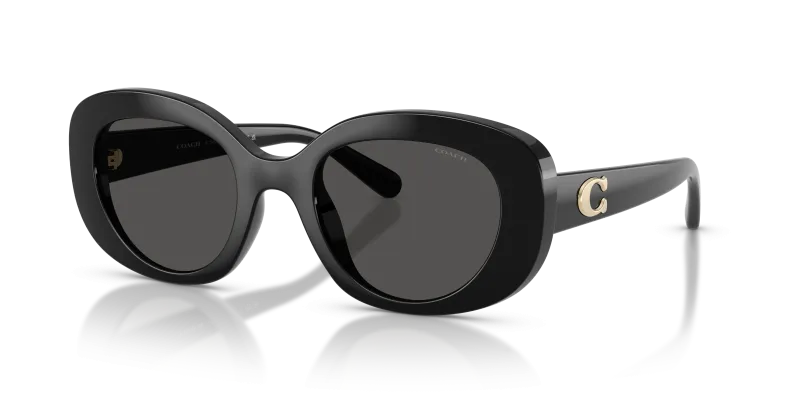 แว่นกันแดด Coach HC8463U-500287 Black Grey Solid แว่นกันแดด Coach HC8463U-500287 มุมเฉียง สีดำ สำหรับผู้หญิง
