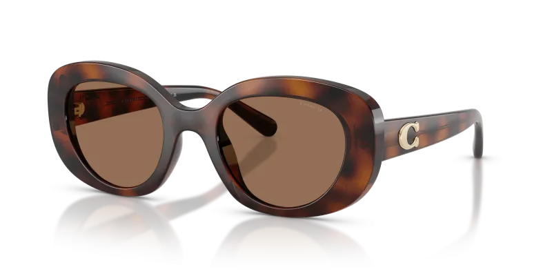 แว่นกันแดด Coach HC8463U-512073 Dark Tortoise Brown Solid แว่นกันแดด Coach HC8463U-512073 มุมเฉียง สีลายเต่าเข้ม สำหรับผู้หญิง