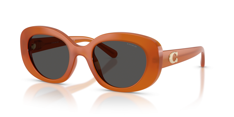 แว่นกันแดด Coach HC8463U-593087 มุมเฉียง อำพันสีขุ่น สำหรับผู้หญิง