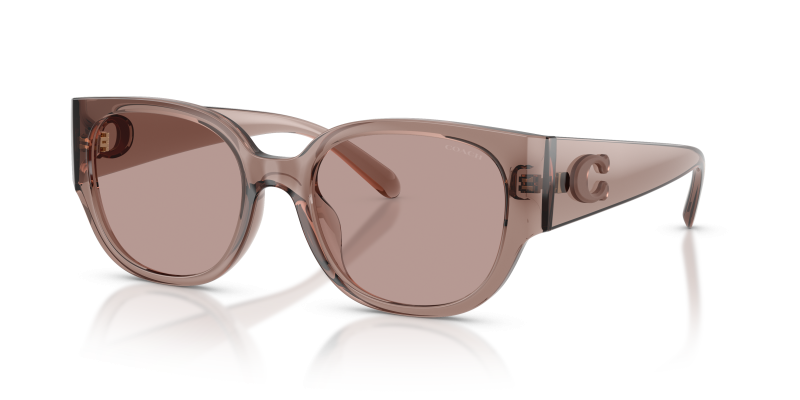 แว่นกันแดด Coach HC8469D-59627N Transparent Mauve Light Purple Solid แว่นกันแดด Coach HC8469D-59627N มุมเฉียง สีม่วงซีดโปร่งใส สำหรับผู้หญิง