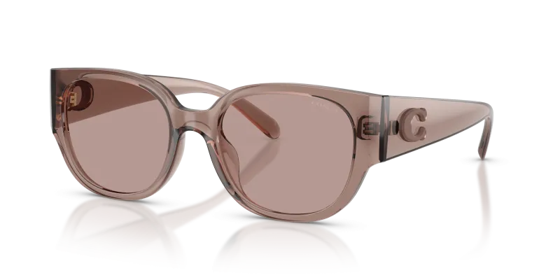 แว่นกันแดด Coach HC8469D-59627N Transparent Mauve Light Purple Solid แว่นกันแดด Coach HC8469D-59627N มุมเฉียง สีม่วงซีดโปร่งใส สำหรับผู้หญิง