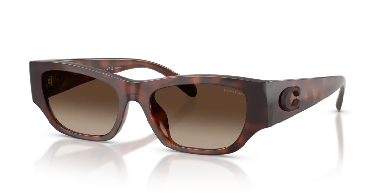 แว่นกันแดด Coach HC8470D-512087 Dark Tortoise Brown Gradient Polarized แว่นกันแดด Coach HC8470D-512087 มุมเฉียง สีลายเต่าเข้ม สำหรับผู้หญิง