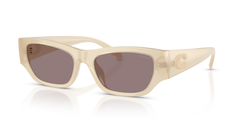 แว่นกันแดด Coach HC8470D-58857N มุมเฉียง ขาวสีขุ่น สำหรับผู้หญิง