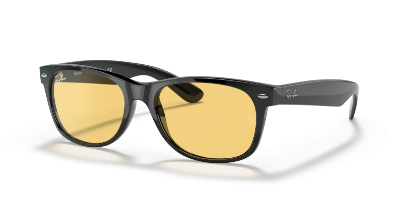 Rayban RB2132F-601/R6 แว่นกันแดดเวย์แฟเรอร์ดำเลนส์เหลืองคลาสสิก สำหรับทุกเพศ