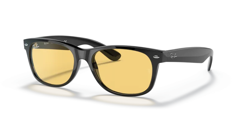 Rayban RB2132F-601/R6 แว่นกันแดดเวย์แฟเรอร์ดำเลนส์เหลืองคลาสสิก สำหรับทุกเพศ