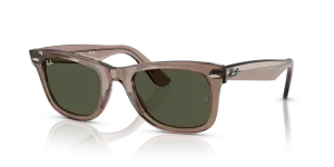 แว่นกันแดด Rayban RB2140F-682731 มุมเฉียง สีน้ำตาลอ่อนโปร่งใส สำหรับทุกเพศ
