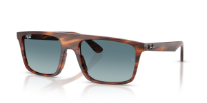 Rayban RB2222F 954/3M แว่นกันแดดลายแถบฮาวานาเลนส์ไล่ระดับสีฟ้าเทา ทั้งสองเพศ