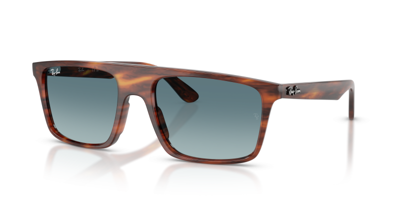 Rayban RB2222F 954/3M แว่นกันแดดลายแถบฮาวานาเลนส์ไล่ระดับสีฟ้าเทา ทั้งสองเพศ