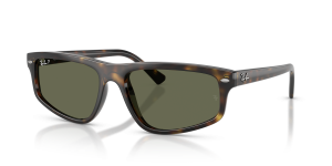 Rayban RB2225-710/58 แว่นกันแดดทรงเรขาคณิตลายฮาวานาเลนส์เขียวโพลาไรซ์