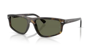 Rayban RB2225-710/58 แว่นกันแดดทรงเรขาคณิตลายฮาวานาเลนส์เขียวโพลาไรซ์