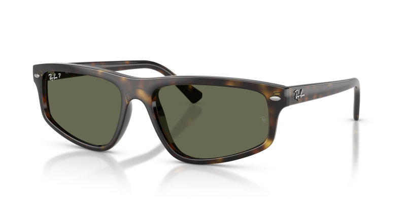 Rayban RB2225-710/58 แว่นกันแดดทรงเรขาคณิตลายฮาวานาเลนส์เขียวโพลาไรซ์