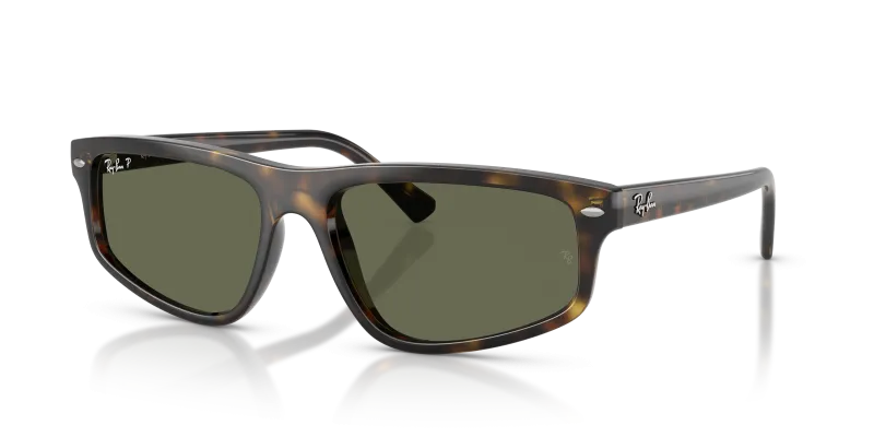 Rayban RB2225-710/58 แว่นกันแดดทรงเรขาคณิตลายฮาวานาเลนส์เขียวโพลาไรซ์