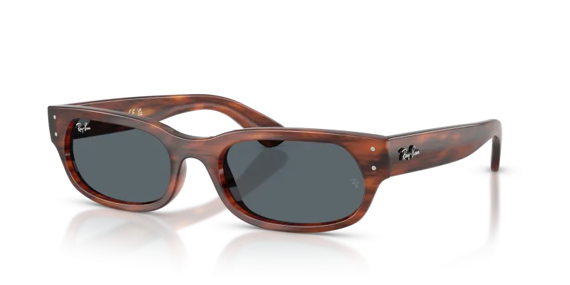 Rayban RB2236F-954/R5 แว่นกันแดดลายแถบฮาวานาเลนส์น้ำเงิน ทุกเพศ