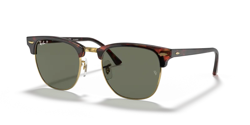 แว่นกันแดด Rayban Clubmaster RB3016-990/58 Havana Gold G-15 Green Polarized Rayban RB3016 990/58 แว่นกันแดดลายเต่าพื้นทอง เลนส์ G-15 โพลาไรซ์เขียว ยูนิเซ็กซ์