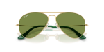 แว่นกันแดด Rayban Aviator RB3025-001/4E Arista Gold Green Rayban RB3025 001/4E close-up ด้านหน้า