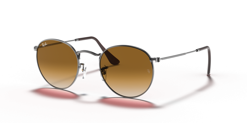 แว่นกันแดด Rayban Round Metal RB3447N-004/51 Gunmetal Light Brown Gradient Rayban RB3447N 004/51 แว่นกันแดดสีกันเมทัล เลนส์น้ำตาลไล่ระดับ ผู้ชาย