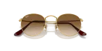 แว่นกันแดด Rayban Round Metal RB3447-001/51 Gold Brown Gradient Rayban RB3447 001/51 close-up ด้านหน้า