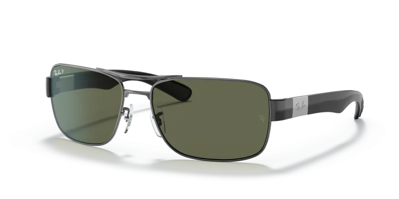 แว่นกันแดด Rayban RB3522-004/9A Gunmetal G-15 Polarized Green Rayban RB3522 004/9A แว่นกันแดดสีกันเมทัล เลนส์เขียว G-15 โพลาไรซ์ ผู้ชาย