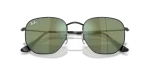 แว่นกันแดด Rayban Hexagonal RB3548N-002/68 Black Green Mirror Rayban RB3548N-002/68 close-up ด้านหน้า