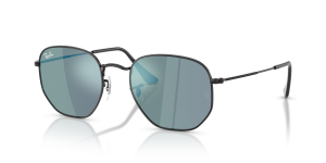 Rayban Hexagonal RB3548N-002/8O แว่นกันแดดกรอบเหล็กดำเลนส์ปรอทน้ำเงิน ทั้งชายและหญิง