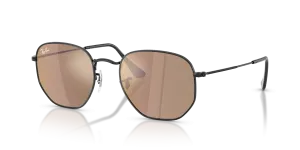 Rayban Hexagonal RB3548N 002/93 แว่นกันแดดกรอบเหล็กดำเลนส์ปรอทน้ำตาล ทั้งชายและหญิง