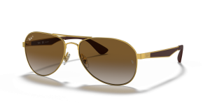 Rayban RB3549-001/T5 แว่นกันแดดสีมองอะริสต้าทอง เลนส์น้ำตาลโพลาไรซ์ ทรงนักบิน ทุกเพศ