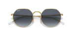 แว่นกันแดด Rayban Jack RB3565-001/86 Arista Blue Gradient Grey Rayban RB3565 001/86 close-up ด้านหน้า