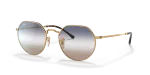 Rayban Jack RB3565 001/GD แว่นกันแดดทรงเรขาคณิตทองเลนส์ไล่ระดับใส-น้ำเงิน ทั้งชายและหญิง