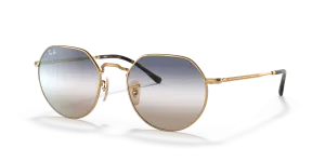 Rayban Jack RB3565 001/GD แว่นกันแดดทรงเรขาคณิตทองเลนส์ไล่ระดับใส-น้ำเงิน ทั้งชายและหญิง