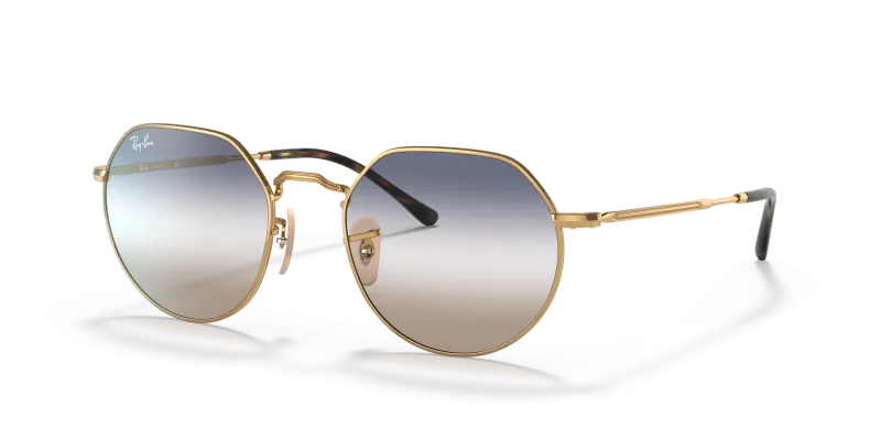 Rayban Jack RB3565 001/GD แว่นกันแดดทรงเรขาคณิตทองเลนส์ไล่ระดับใส-น้ำเงิน ทั้งชายและหญิง