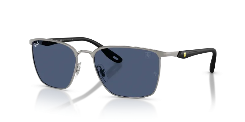 แว่นกันแดด Rayban Scuderia Ferrari Collection RB3673M-F12480 Silver Blue แว่นกันแดด Rayban RB3673M-F12480 มุมเฉียง สีเงิน สำหรับทุกเพศ