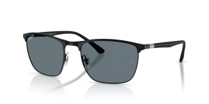 Rayban RB3686 186/3R แว่นกันแดดกรอบเหล็กดำด้านเลนส์โพลาไรซ์สีน้ำเงินเข้ม สำหรับทุกเพศ