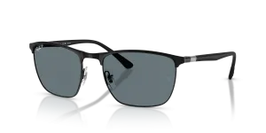 Rayban RB3686 186/3R แว่นกันแดดกรอบเหล็กดำด้านเลนส์โพลาไรซ์สีน้ำเงินเข้ม สำหรับทุกเพศ
